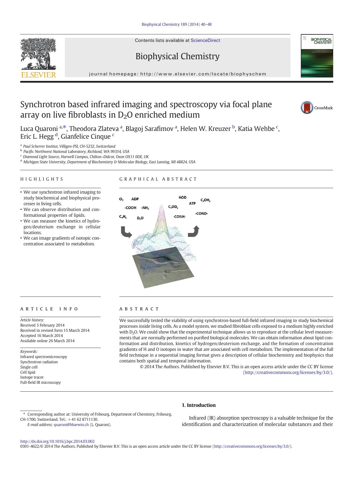 Synchrotron based infrared imaging and spectroscopy via focal plane array on live fibroblasts in D2O enriched medium by unknow