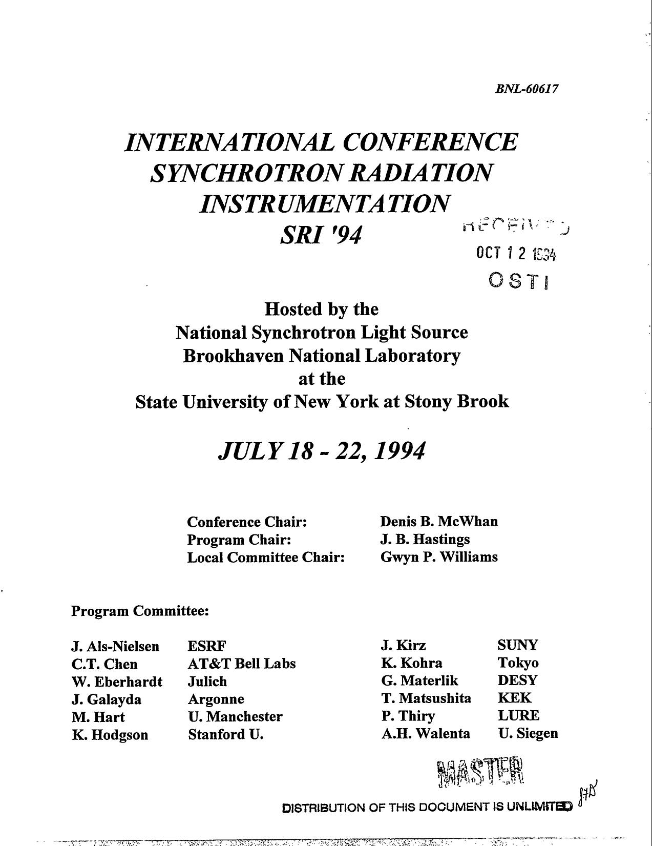 Synchrotron radiation instrumentation by National Conference on Synchrotron Radiation Instrumentation