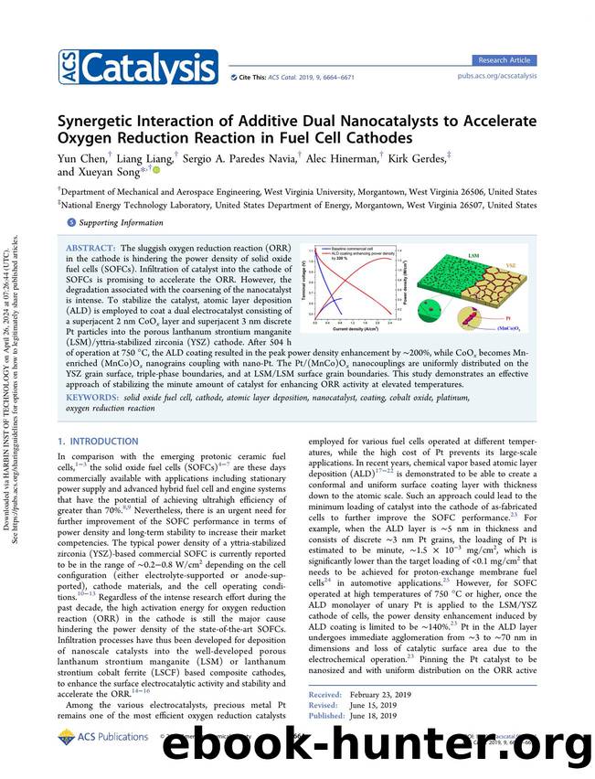 Synergetic Interaction of Additive Dual Nanocatalysts to Accelerate Oxygen Reduction Reaction in Fuel Cell Cathodes by Yun Chen Liang Liang Sergio A. Paredes Navia Alec Hinerman Kirk Gerdes & Xueyan Song