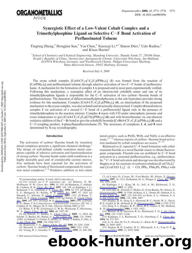 Synergistic Effect of a Low-Valent Cobalt Complex and a Trimethylphosphine Ligand on Selective CâF Bond Activation of Perfluorinated Toluene by unknow