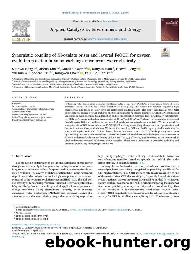 Synergistic coupling of Ni-oxalate prism and layered FeOOH for oxygen evolution reaction in anion exchange membrane water electrolysis by unknow