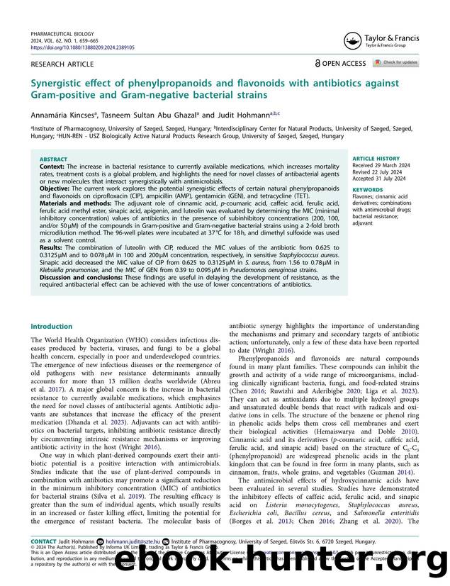 Synergistic effect of phenylpropanoids and flavonoids with antibiotics against Gram-positive and Gram-negative bacterial strains by Kincses Annamária & Ghazal Tasneem Sultan Abu & Hohmann Judit