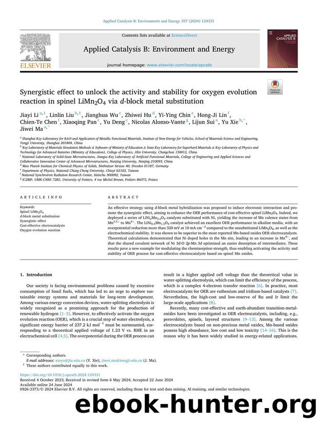 Synergistic effect to unlock the activity and stability for oxygen evolution reaction in spinel LiMn2O4 via d -block metal substitution by unknow