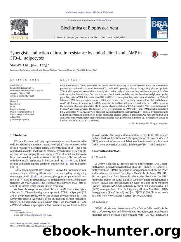 Synergistic induction of insulin resistance by endothelin-1 and cAMP in 3T3-L1 adipocytes by Shin-Pei Chai & Jim C. Fong