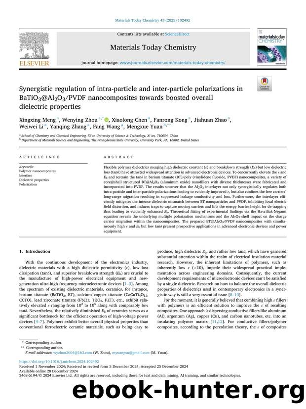 Synergistic regulation of intra-particle and inter-particle polarizations in BaTiO3@Al2O3PVDF nanocomposites towards boosted overall dielectric properties by Xingxing Meng