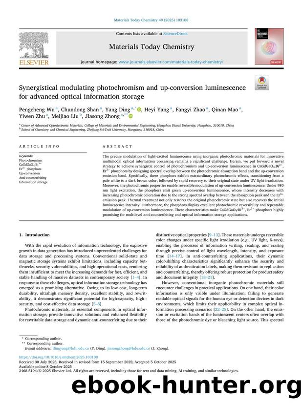 Synergistical modulating photochromism and up-conversion luminescence for advanced optical information storage by unknow