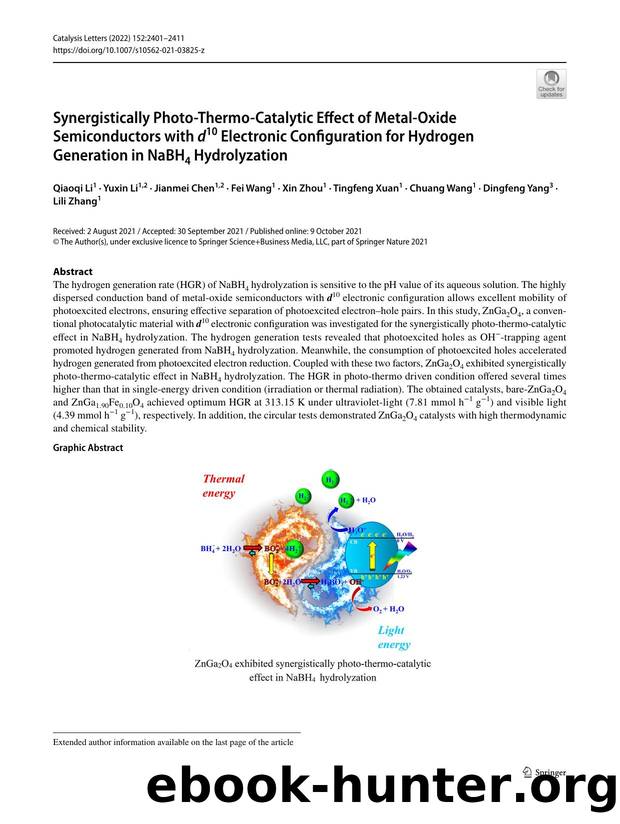 Synergistically Photo-Thermo-Catalytic Effect of Metal-Oxide Semiconductors with d10 Electronic Configuration for Hydrogen Generation in NaBH4 Hydrolyzation by unknow