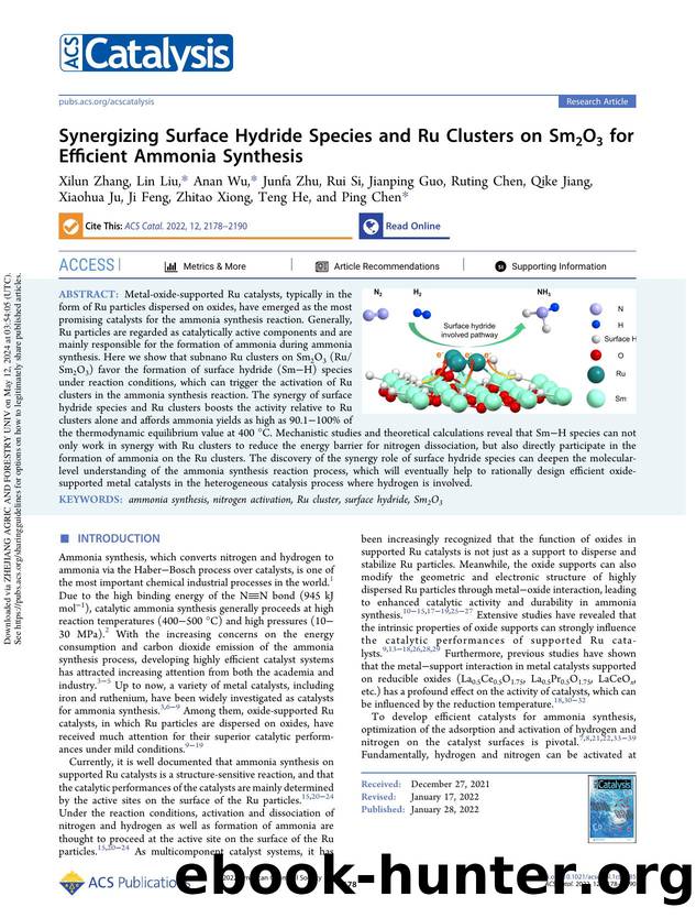 Synergizing Surface Hydride Species and Ru Clusters on Sm2O3 for Efficient Ammonia Synthesis by unknow
