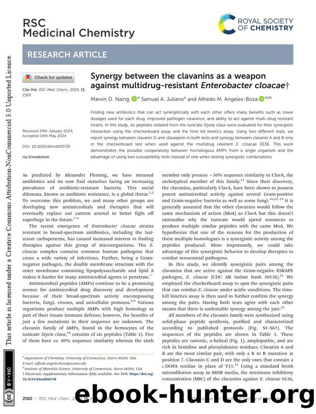 Synergy between the clavanins as a weapon against multidrug-resistant Enterobacter cloacae by Marvin D. Naing & Samuel A. Juliano & Alfredo M. Angeles-Boza
