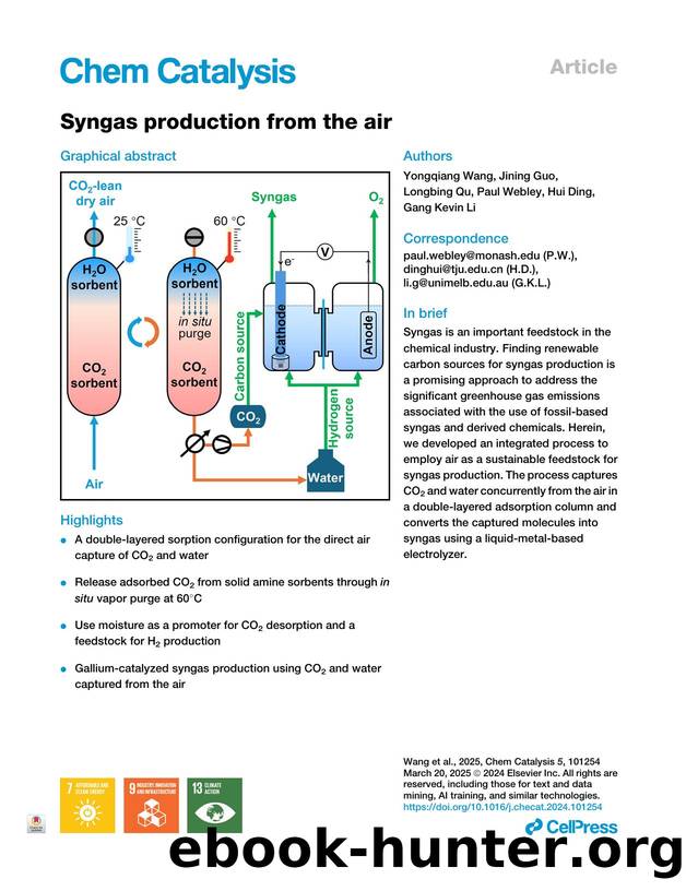 Syngas production from the air by Yongqiang Wang & Jining Guo & Longbing Qu & Paul Webley & Hui Ding & Gang Kevin Li