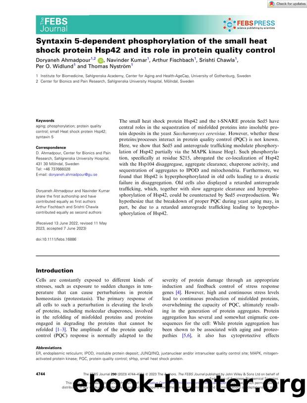 Syntaxin 5âdependent phosphorylation of the small heat shock protein Hsp42 and its role in protein quality control by Unknown