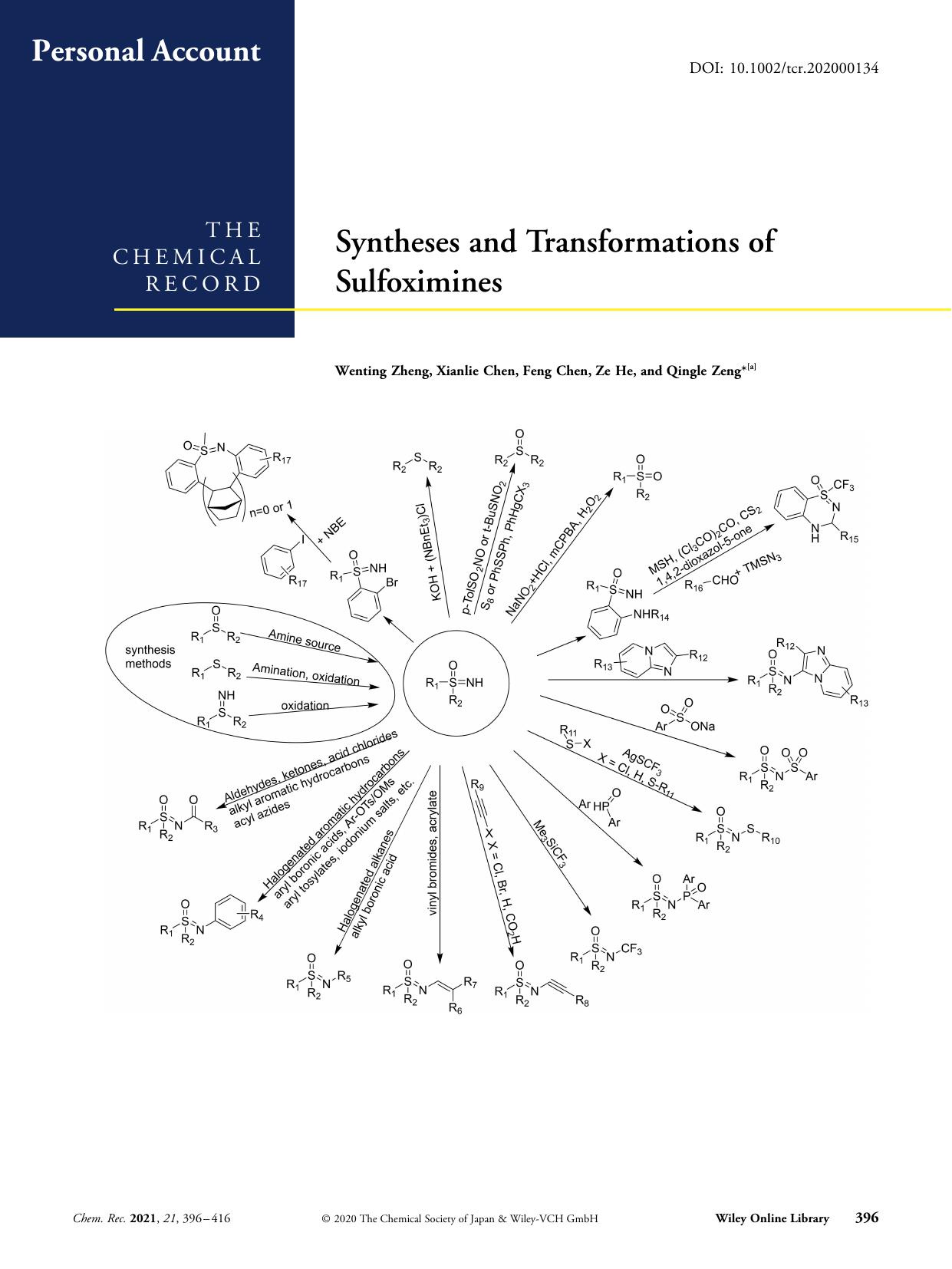 Syntheses and Transformations of Sulfoximines by Unknown