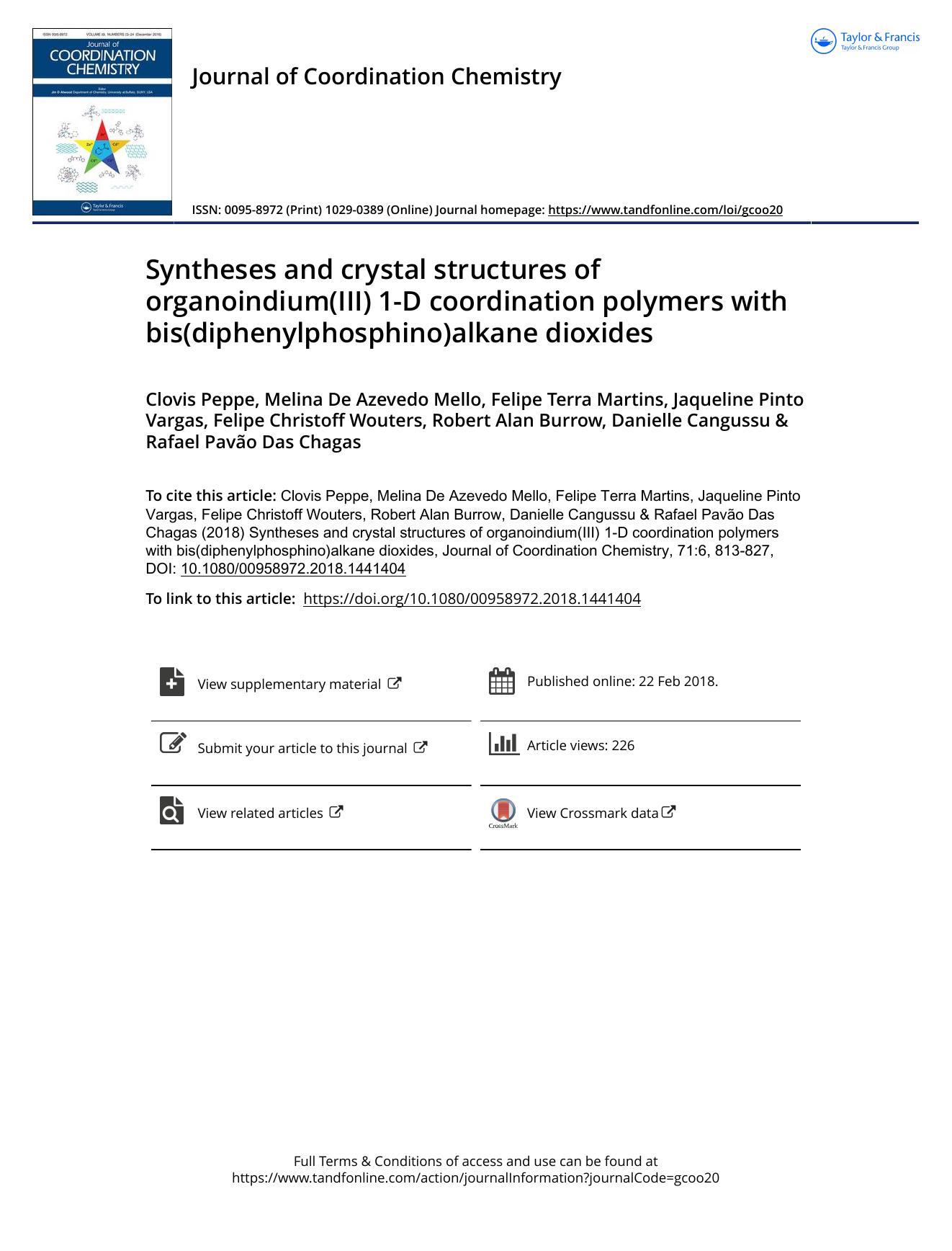 Syntheses and crystal structures of organoindium(III) 1-D coordination polymers with bis(diphenylphosphino)alkane dioxides by unknow