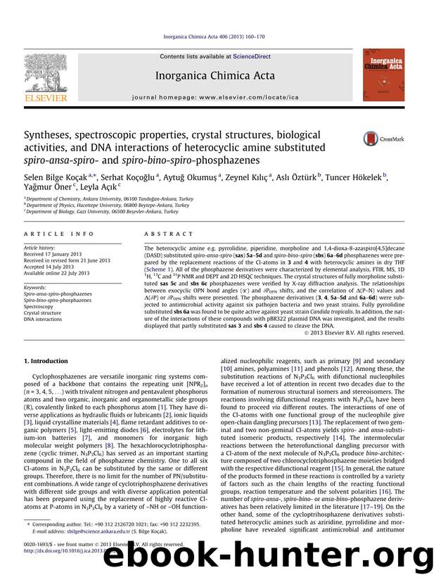 Syntheses, spectroscopic properties, crystal structures, biological activities, and DNA interactions of heterocyclic amine substituted spiro-ansa-spiro- and spiro-bino-spiro-phosphazenes by unknow