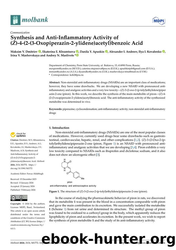 Synthesis and Anti-Inflammatory Activity of (Z)-4-(2-(3-Oxopiperazin-2-ylidene)acetyl)benzoic Acid by unknow