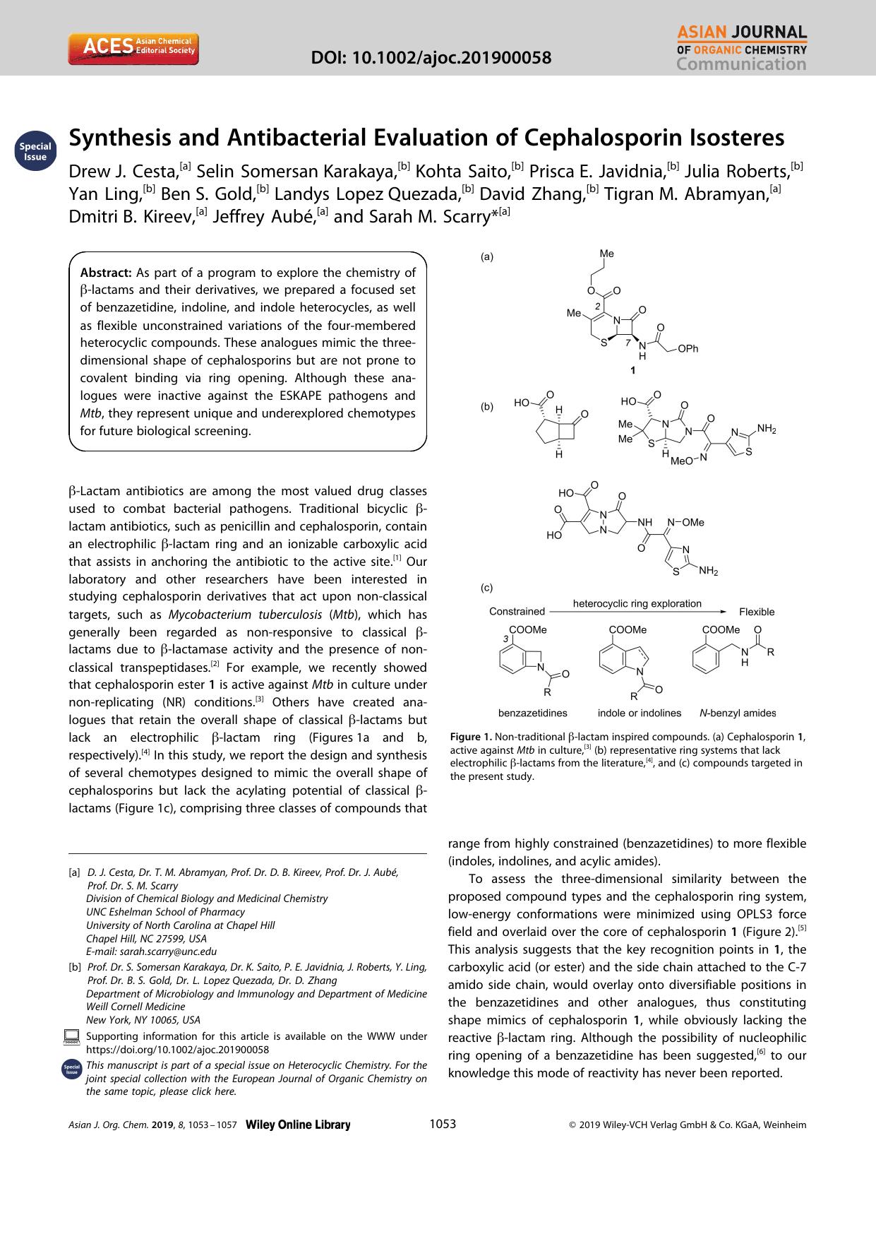 Synthesis and Antibacterial Evaluation of Cephalosporin Isosteres by Unknown