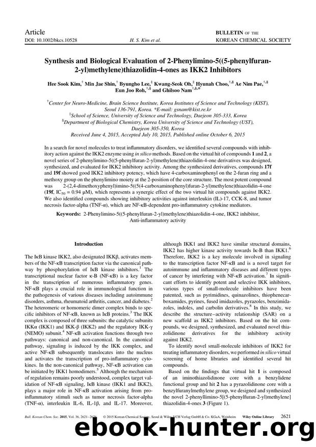 Synthesis and Biological Evaluation of 2-Phenylimino-5((5-phenylfuran-2-yl)methylene)thiazolidin-4-ones as IKK2 Inhibitors by Unknown