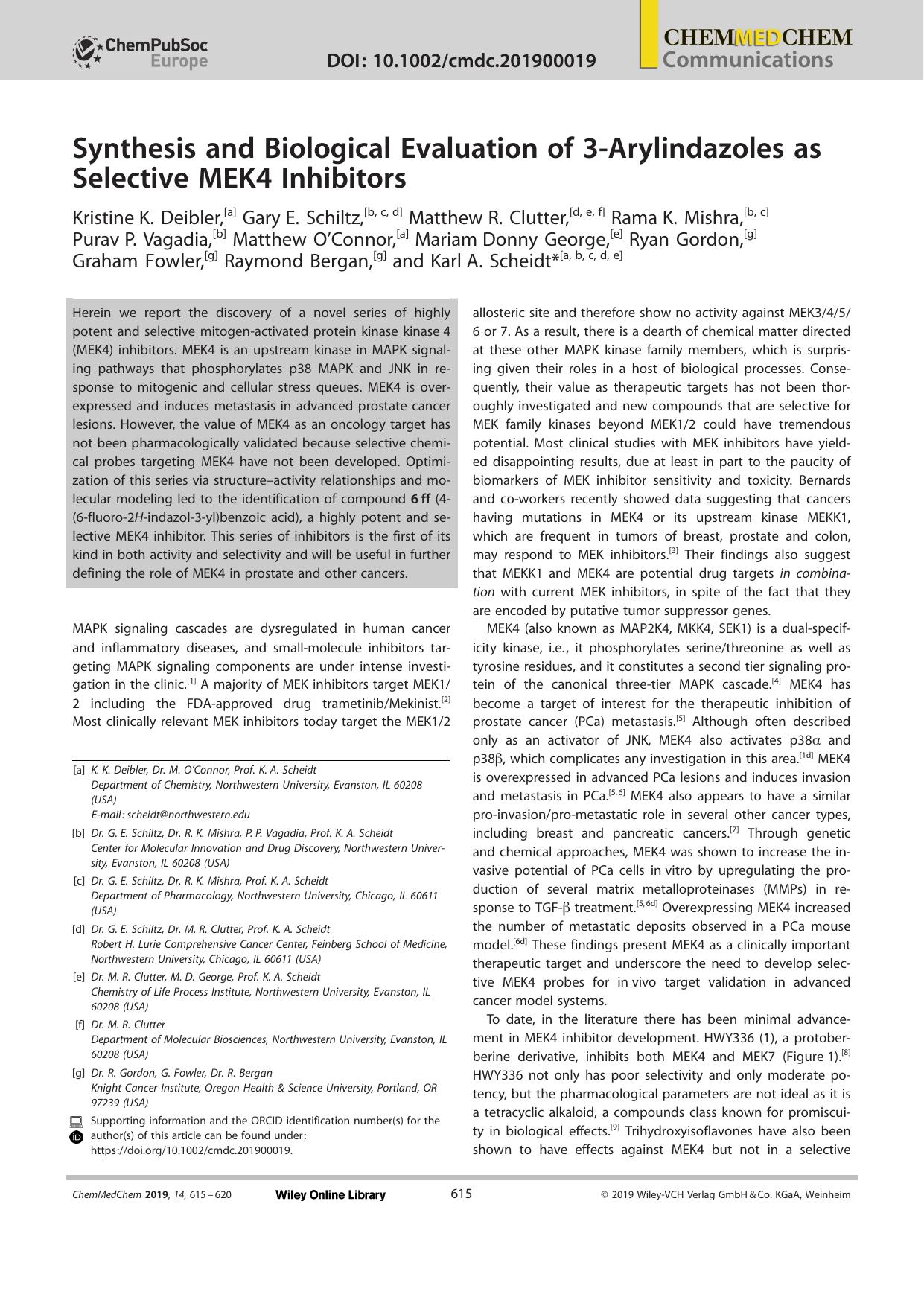 Synthesis and Biological Evaluation of 3âArylindazoles as Selective MEK4 Inhibitors by Unknown