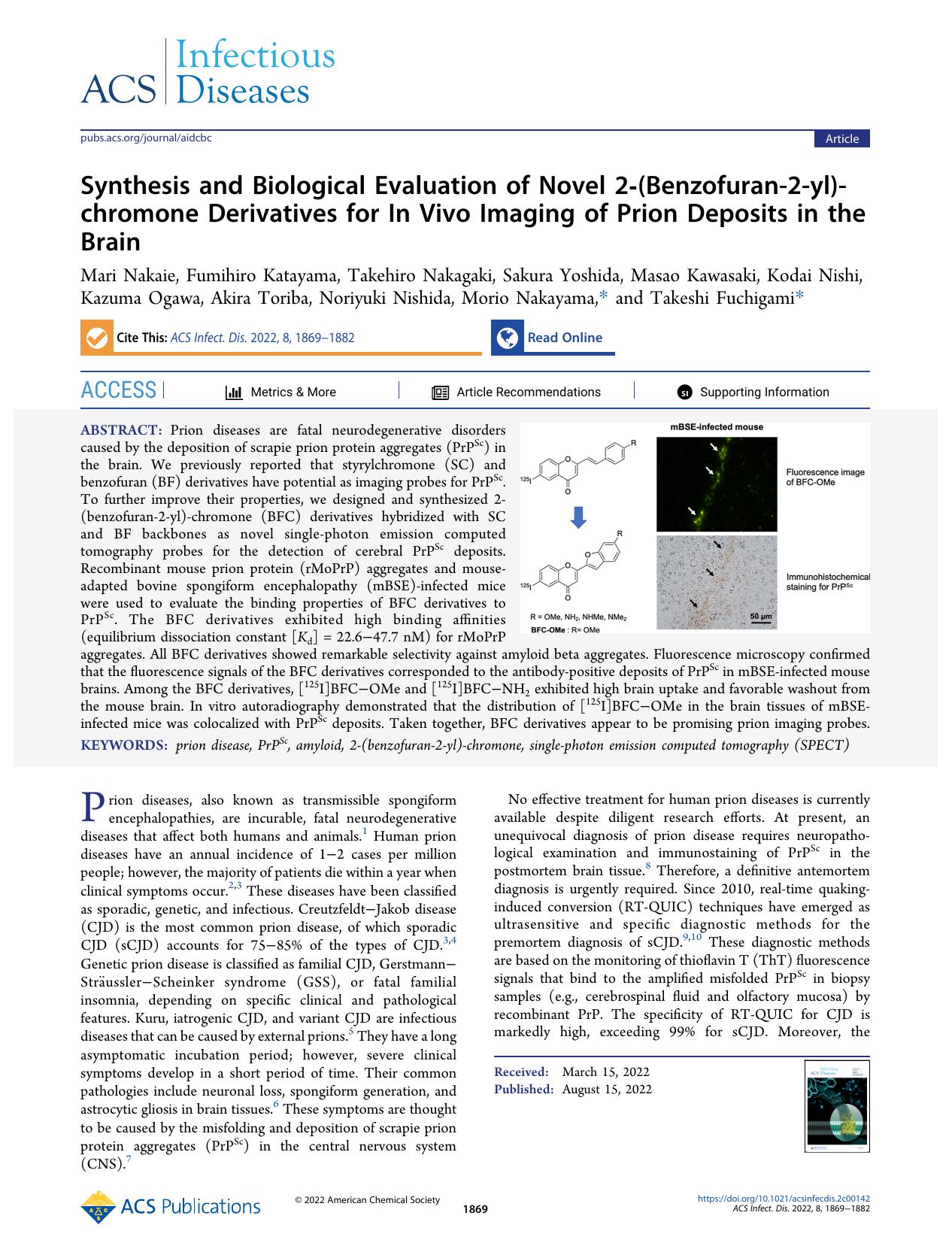 Synthesis and Biological Evaluation of Novel 2-(Benzofuran-2-yl)-chromone Derivatives for In Vivo Imaging of Prion Deposits in the Brain by unknow