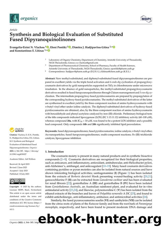 Synthesis and Biological Evaluation of Substituted Fused Dipyranoquinolinones by Evangelia-Eirini N. Vlachou Eleni Pontiki Dimitra J. Hadjipavlou-Litina & Konstantinos E. Litinas