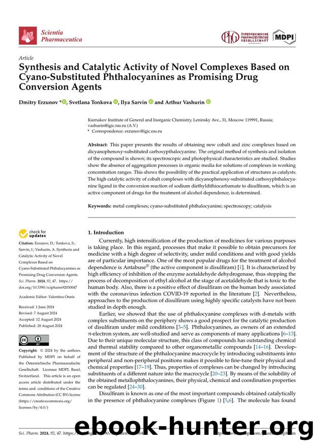 Synthesis and Catalytic Activity of Novel Complexes Based on Cyano-Substituted Phthalocyanines as Promising Drug Conversion Agents by Dmitry Erzunov Svetlana Tonkova Ilya Sarvin & Arthur Vashurin