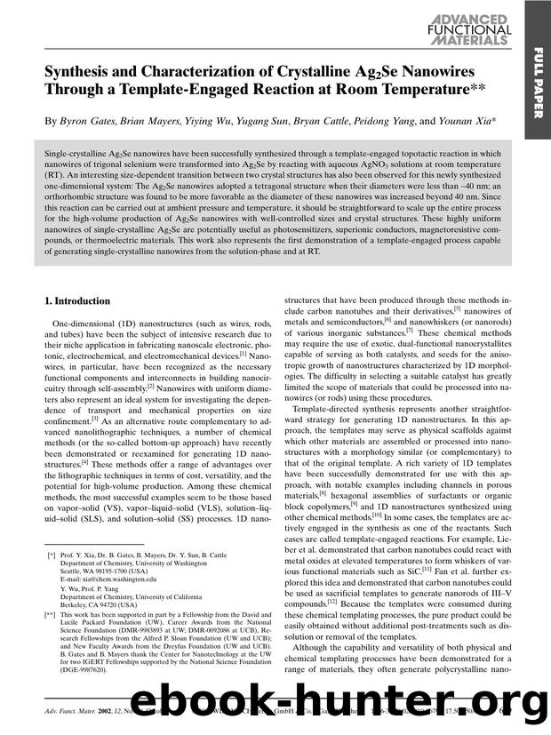 Synthesis and Characterization of Crystalline Ag2Se Nanowires Through a Template-Engaged Reaction at Room Temperature by Unknown