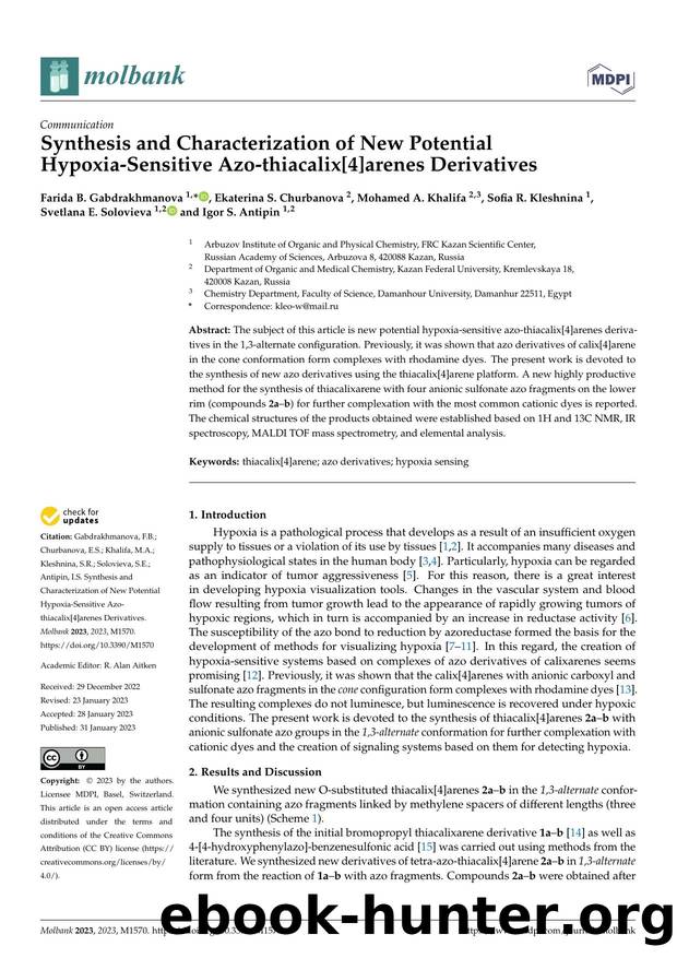 Synthesis and Characterization of New Potential Hypoxia-Sensitive Azo-thiacalix[4]arenes Derivatives by unknow