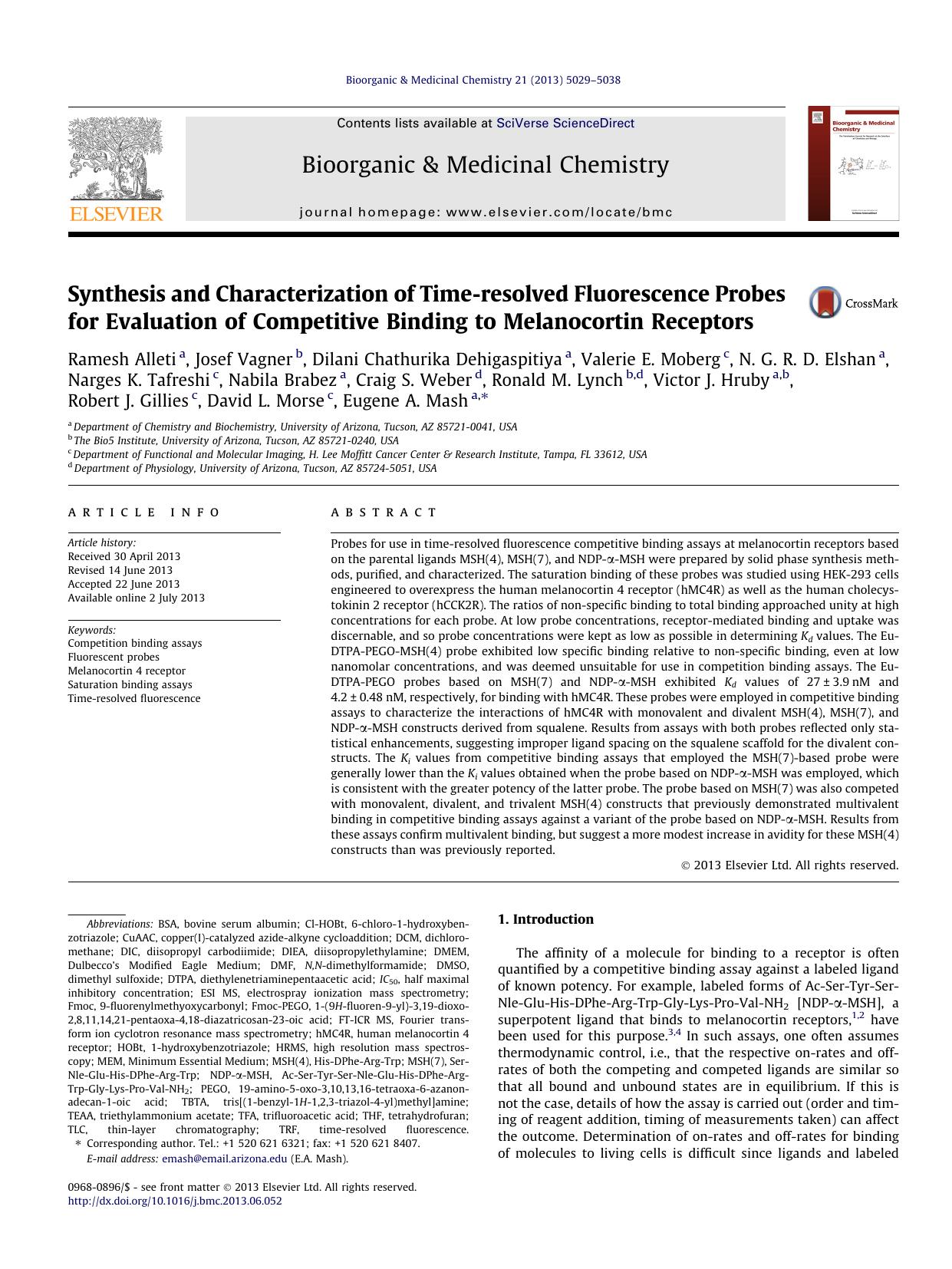 Synthesis and Characterization of Time-resolved Fluorescence Probes for Evaluation of Competitive Binding to Melanocortin Receptors by unknow