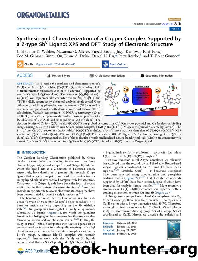 Synthesis and Characterization of a Copper Complex Supported by a Z-type SbV Ligand: XPS and DFT Study of Electronic Structure by unknow