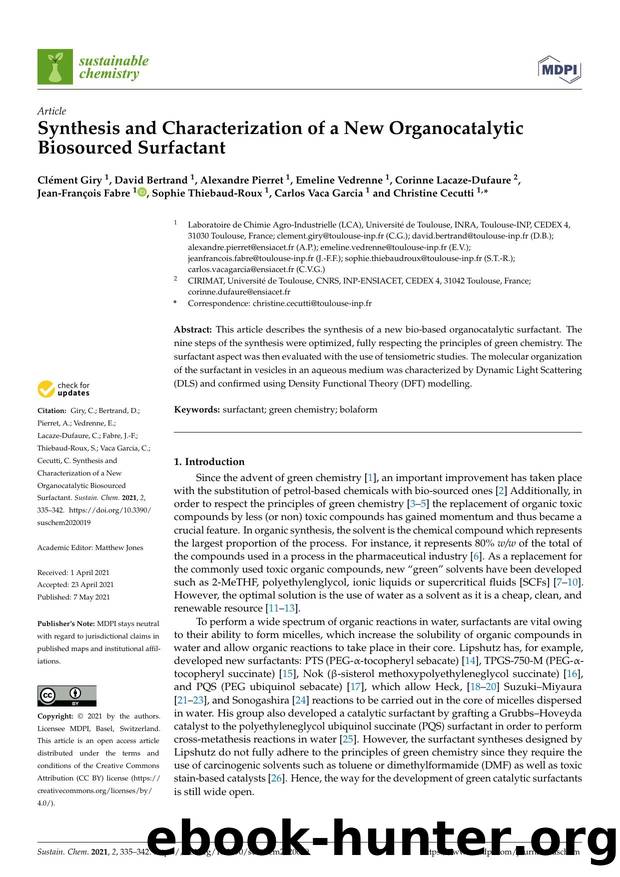Synthesis and Characterization of a New Organocatalytic Biosourced Surfactant by unknow