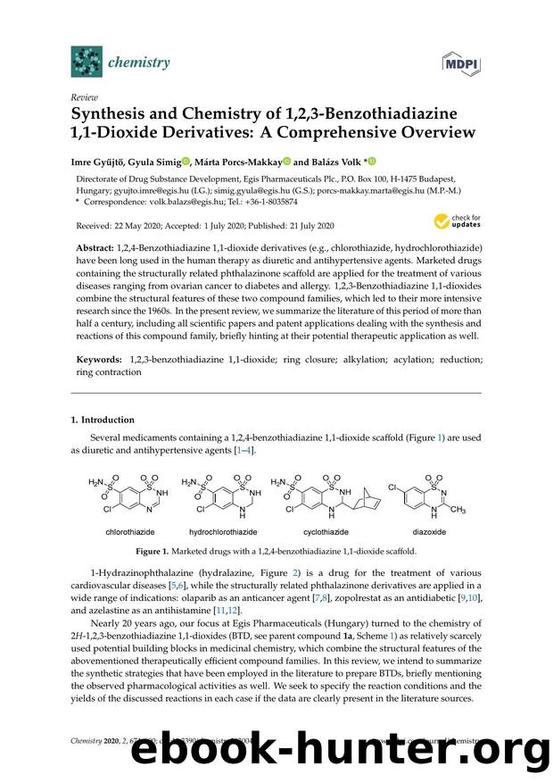 Synthesis and Chemistry of 1,2,3-Benzothiadiazine 1,1-Dioxide Derivatives: A Comprehensive Overview by Imre Gyűjtő Gyula Simig Márta Porcs-Makkay & Balázs Volk