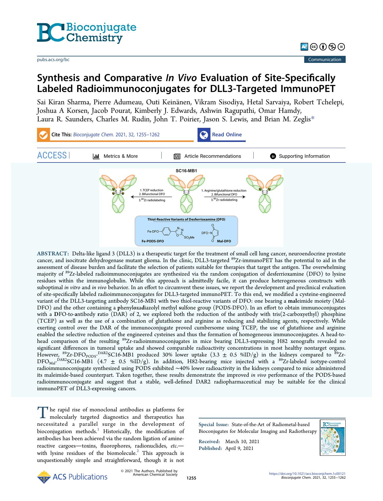 Synthesis and Comparative In Vivo Evaluation of Site-Specifically Labeled Radioimmunoconjugates for DLL3-Targeted ImmunoPET by unknow