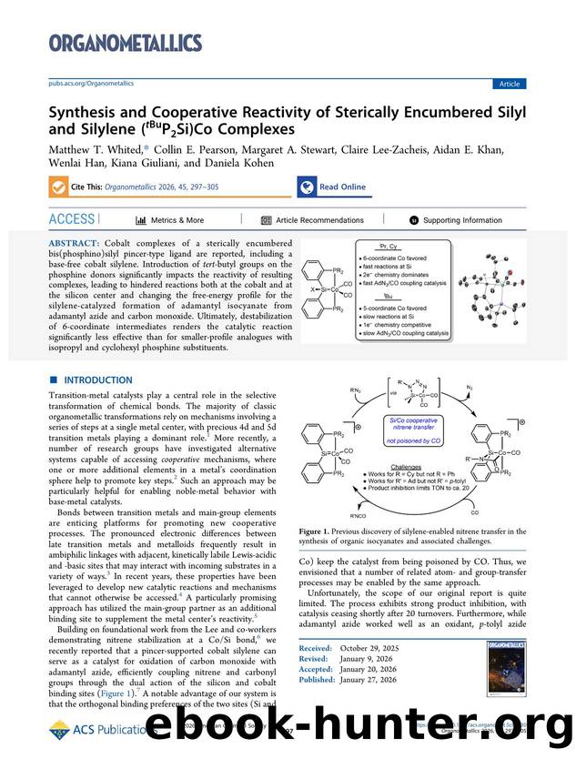 Synthesis and Cooperative Reactivity of Sterically Encumbered Silyl and Silylene (tBuP2Si)Co Complexes by unknow