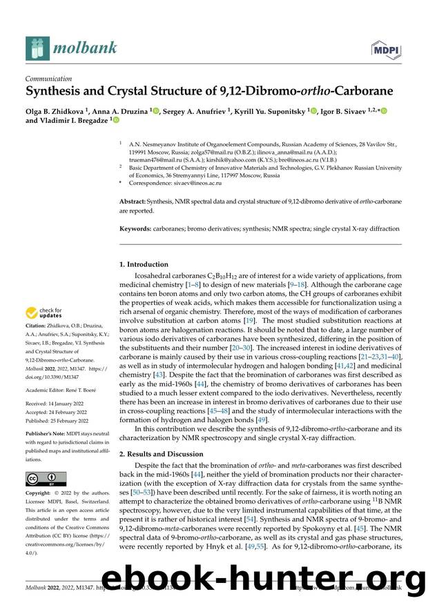 Synthesis and Crystal Structure of 9,12-Dibromo-ortho-Carborane by unknow
