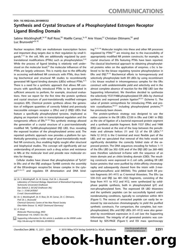 Synthesis and Crystal Structure of a Phosphorylated Estrogen Receptor Ligand Binding Domain by Unknown