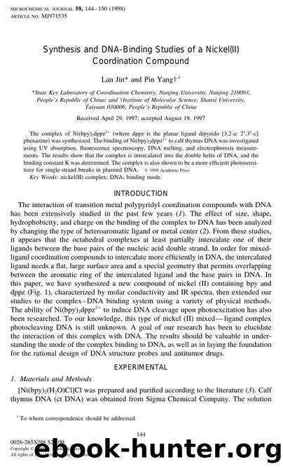 Synthesis and DNA-Binding Studies of a Nickel(II) Coordination Compound by Jin L. et al