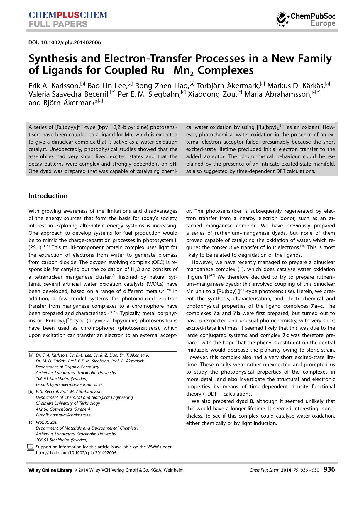Synthesis and ElectronTransfer Processes in a New Family of Ligands for Coupled RuMn2 Complexes by Unknown