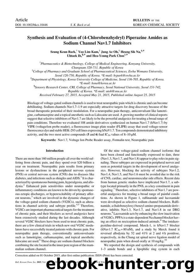 Synthesis and Evaluation of (4-Chlorobenzhydryl) Piperazine Amides as Sodium Channel Nav1.7 Inhibitors by Unknown