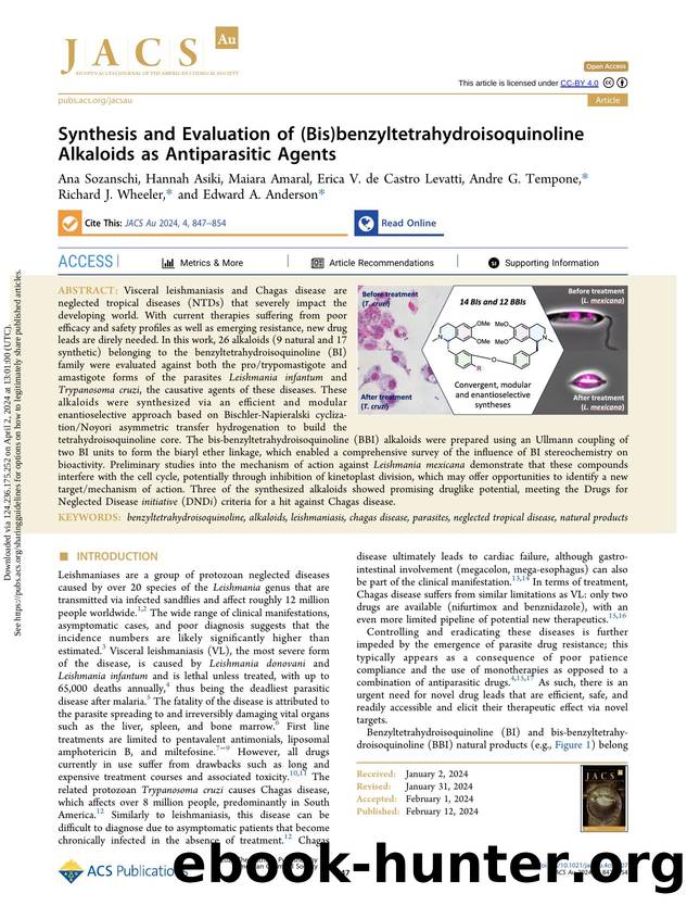Synthesis and Evaluation of (Bis)benzyltetrahydroisoquinoline Alkaloids as Antiparasitic Agents by unknow