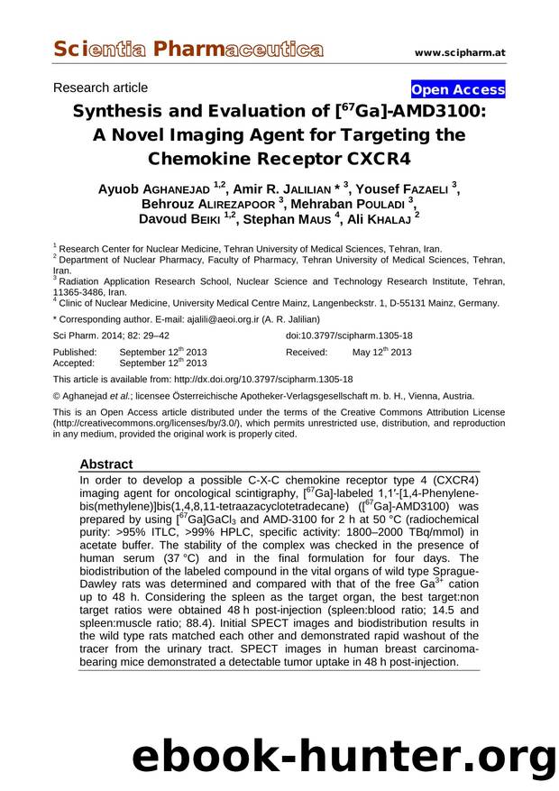 Synthesis and Evaluation of [67Ga]-AMD3100: A Novel Imaging Agent for Targeting the Chemokine Receptor CXCR4 by unknow