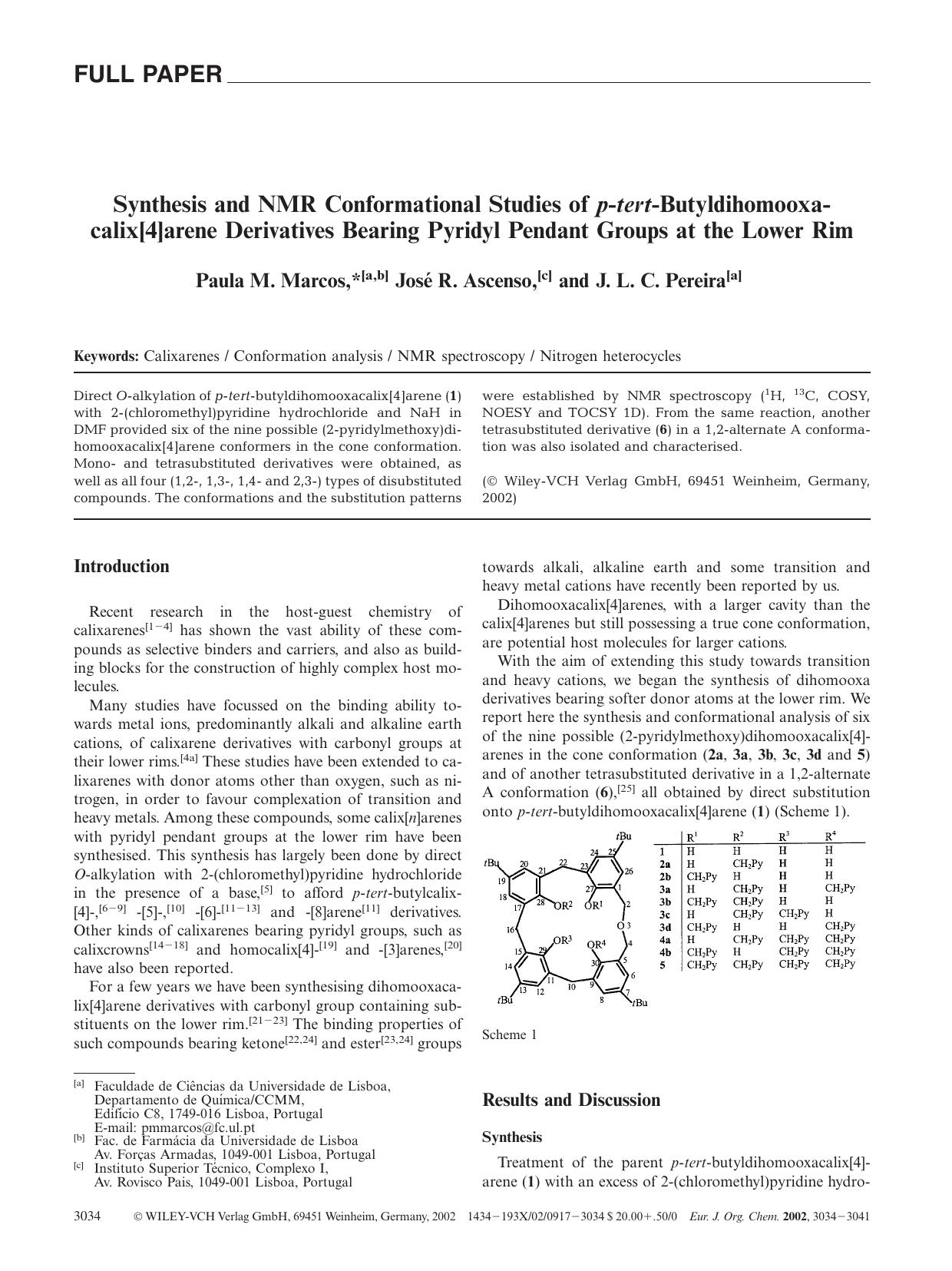 Synthesis and NMR Conformational Studies of p-tert-Butyldihomooxacalix[4]arene Derivatives Bearing Pyridyl Pendant Groups at the Lower Rim by Unknown