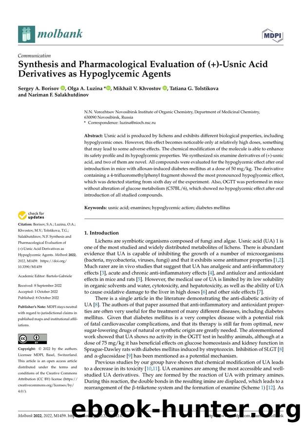 Synthesis and Pharmacological Evaluation of (+)-Usnic Acid Derivatives as Hypoglycemic Agents by unknow