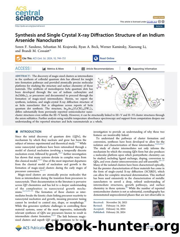 Synthesis and Single Crystal Xâray Diffraction Structure of an Indium Arsenide Nanocluster by unknow