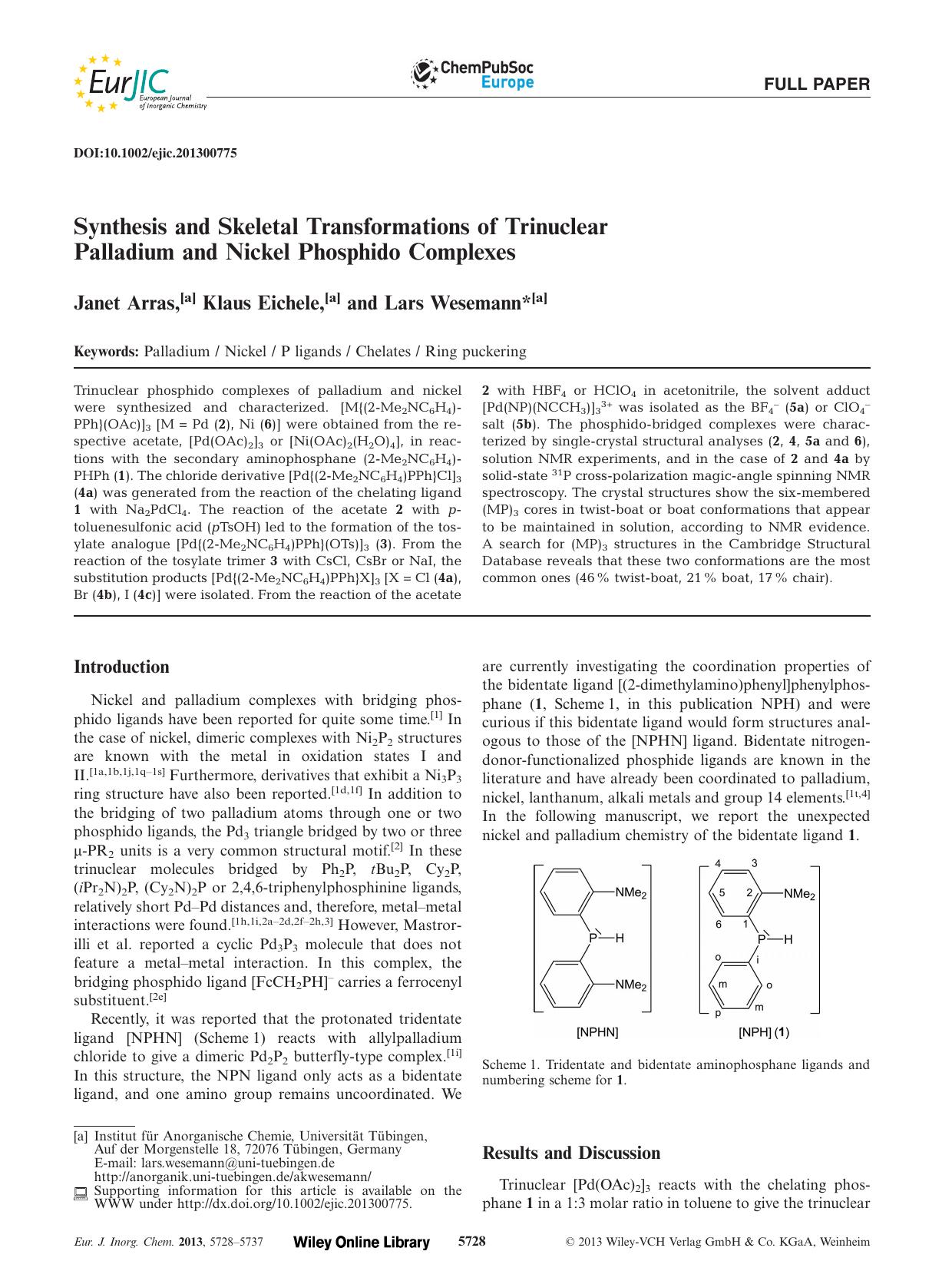 Synthesis and Skeletal Transformations of Trinuclear Palladium and Nickel Phosphido Complexes by Unknown