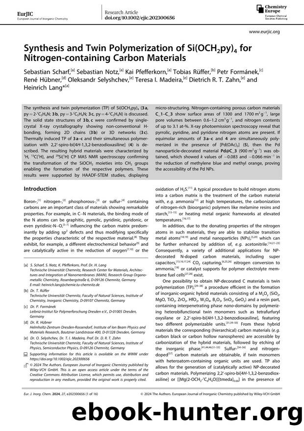 Synthesis and Twin Polymerization of Si(OCH2py)4 for Nitrogenâcontaining Carbon Materials by Unknown