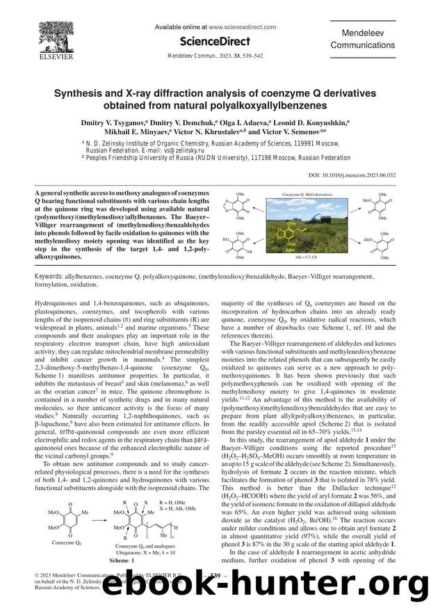 Synthesis and X-ray diffraction analysis of coenzyme Q derivatives obtained from natural polyalkoxyallylbenzenes by Dmitry V. Tsyganov
