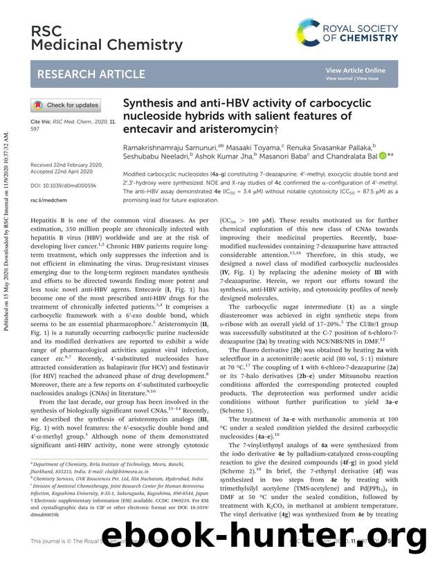 Synthesis and anti-HBV activity of carbocyclic nucleoside hybrids with salient features of entecavir and aristeromycin by unknow