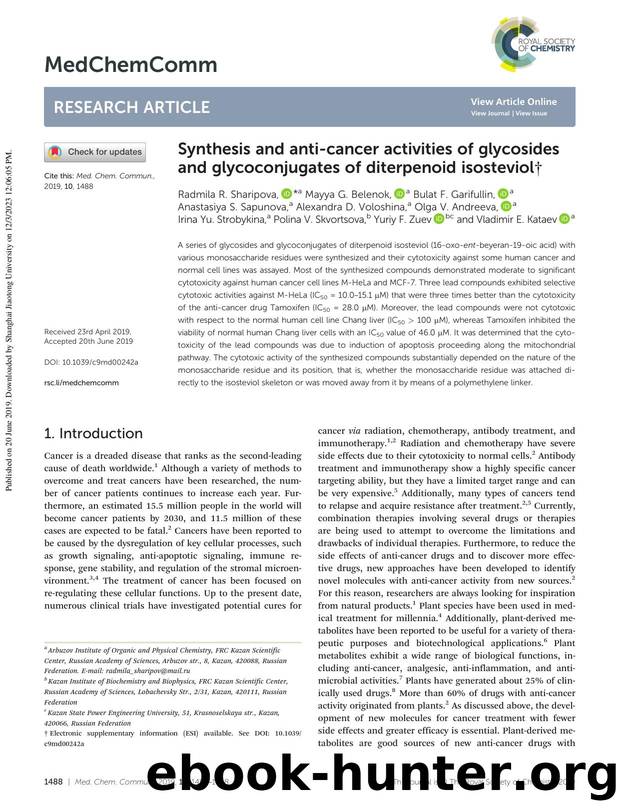 Synthesis and anti-cancer activities of glycosides and glycoconjugates of diterpenoid isosteviol by unknow