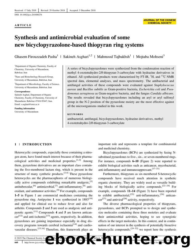 Synthesis and antimicrobial evaluation of some new bicyclopyrazolones based thiopyran ring system by Unknown