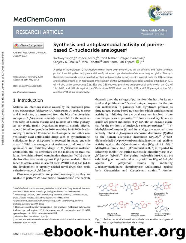 Synthesis and antiplasmodial activity of purine-based C-nucleoside analogues by unknow